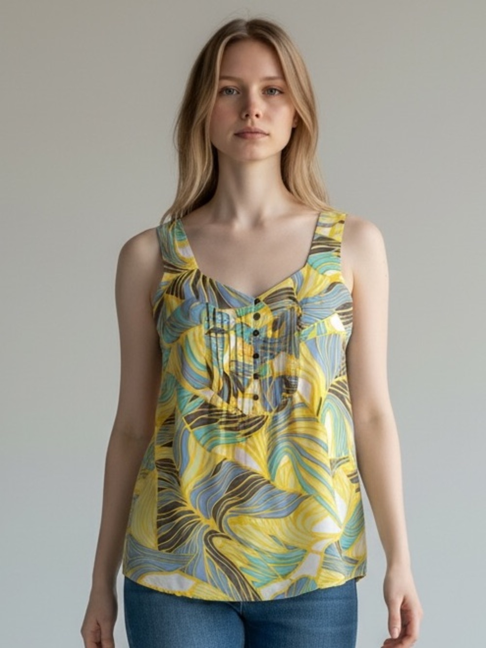 Banana Republic Yellow Tropical Camisole Tank Top Blouse Size 4